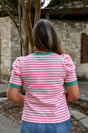 Preppy Pink Striped Top