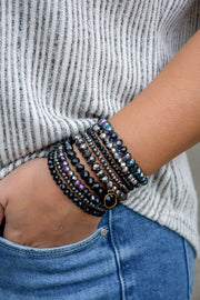 Black Bracelet Stack - Pink Panache