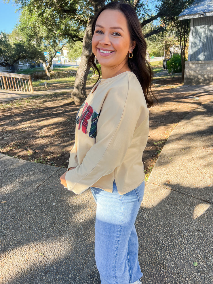 Merry Plaid Mineral Wash Top