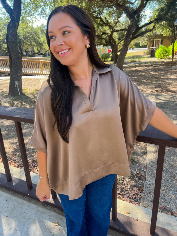 Sweet Satin Top - Mocha