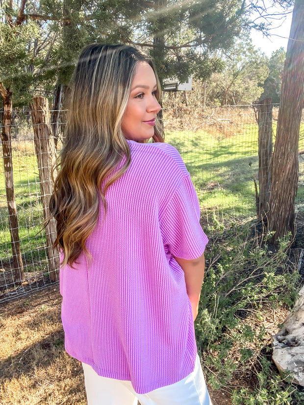 Step Into Spring Ribbed Top - Violet