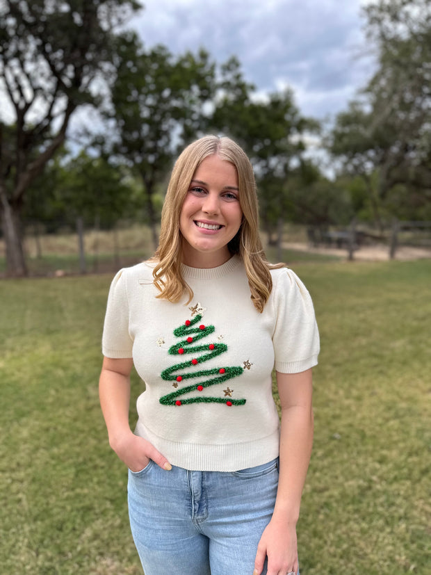 Rockin' Around the Christmas Tree Sweater - Cream