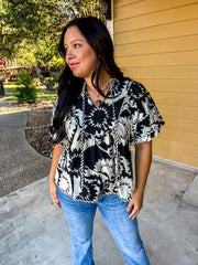 The Sophie Printed Top - Black