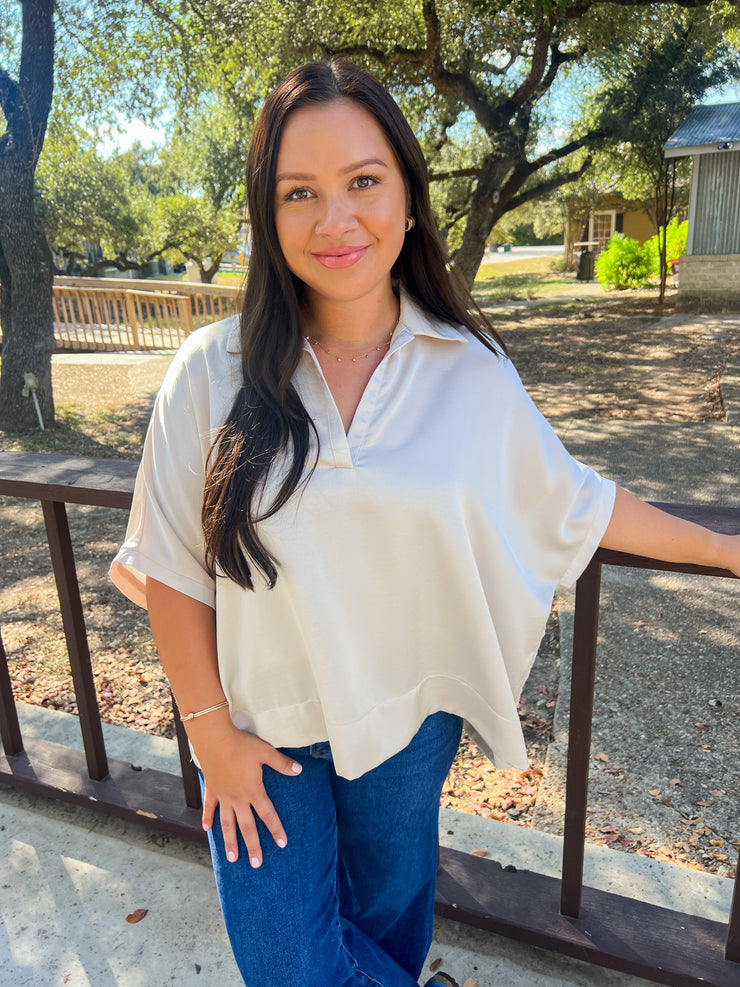 Sweet Satin Top - Cream