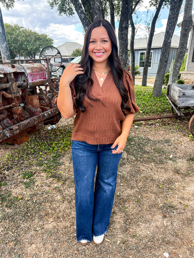 Totally Textured Top - Chestnut