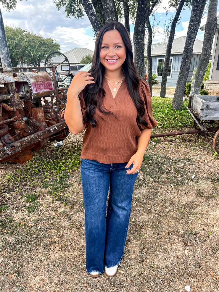 Totally Textured Top - Chestnut