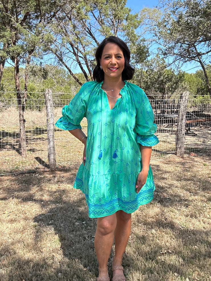 Spring Skies Embroidered Dress