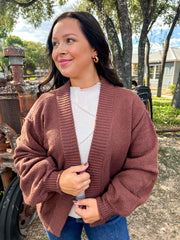 Textured Knit Cardigan - Chestnut