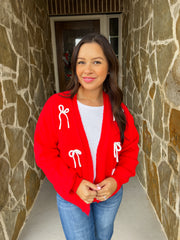 Holly Jolly Bow Tie Sweater Cardigan