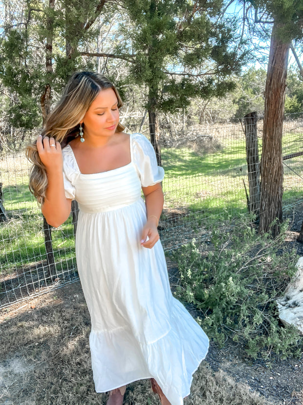 Chic Cowgirl Midi Dress - Off White