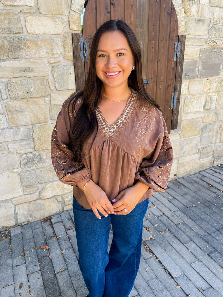 Effortless Boho Inspired Top - Brown
