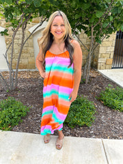 Sunset Watercolor Midi Dress