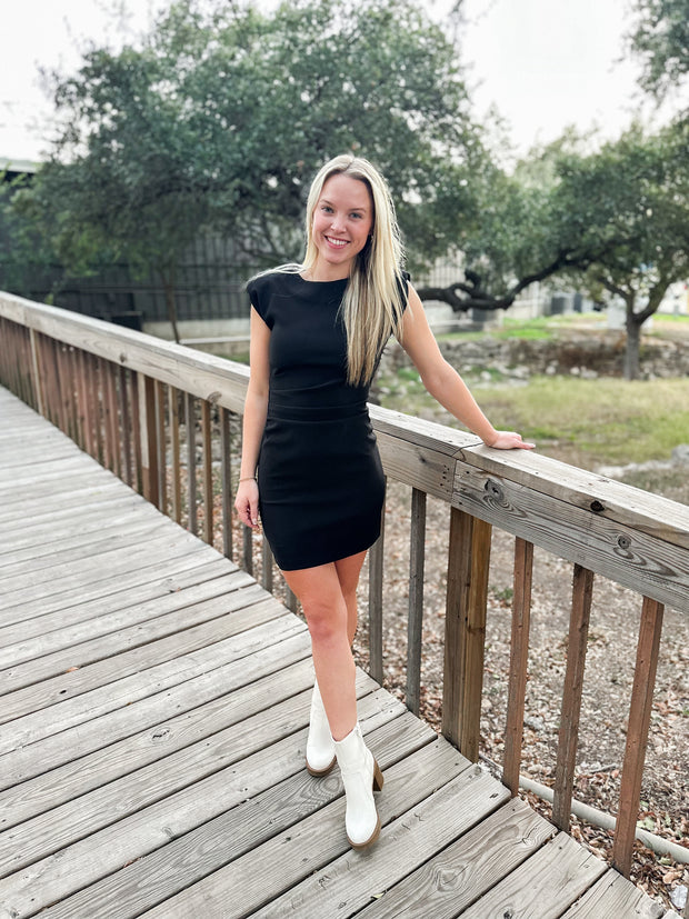 Ruched Mini Dress - Black