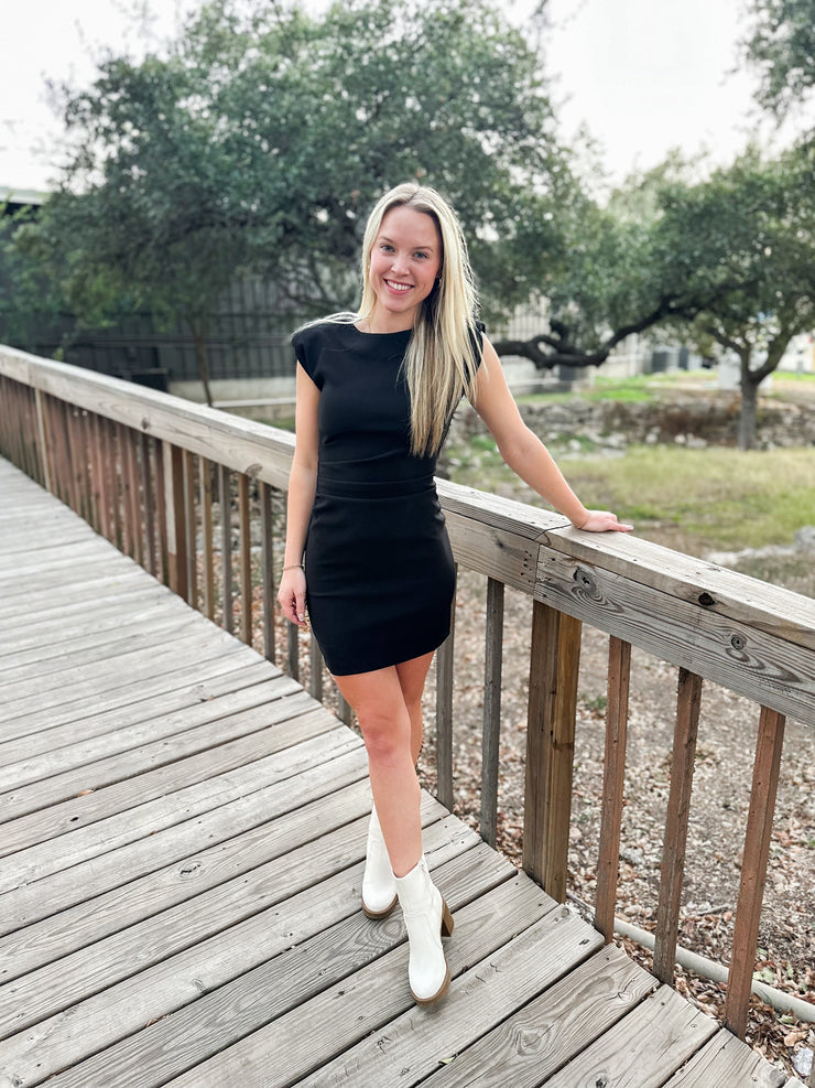 Ruched Mini Dress - Black