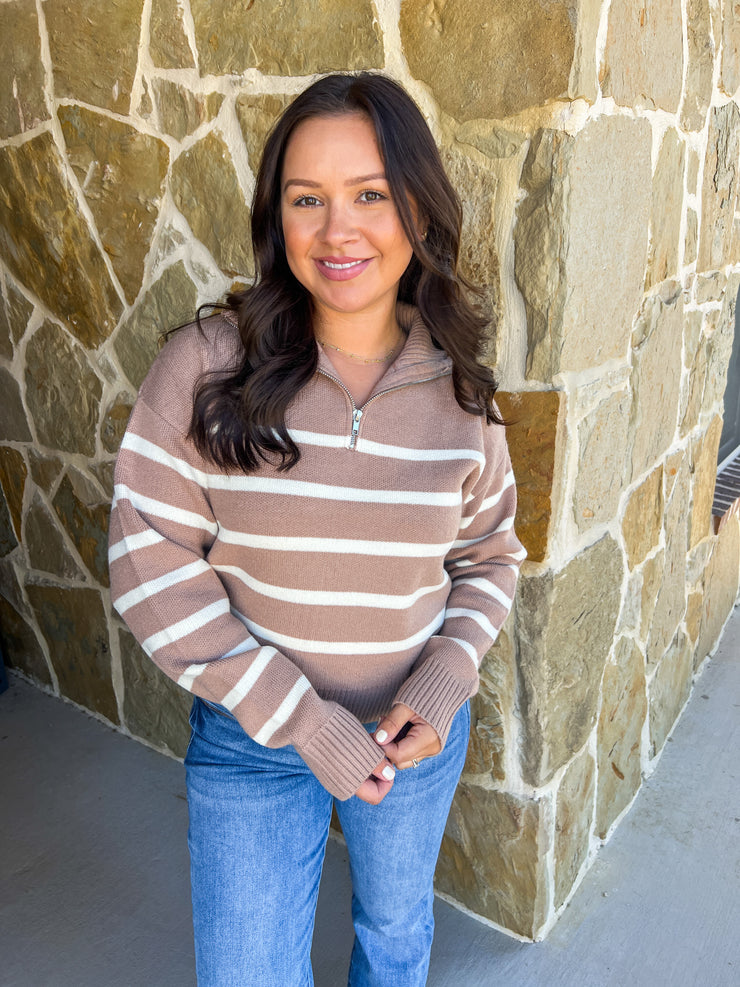 Coffee Shop Cutie Striped Pullover Top