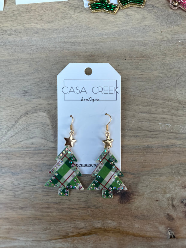 Plaid Christmas Earrings