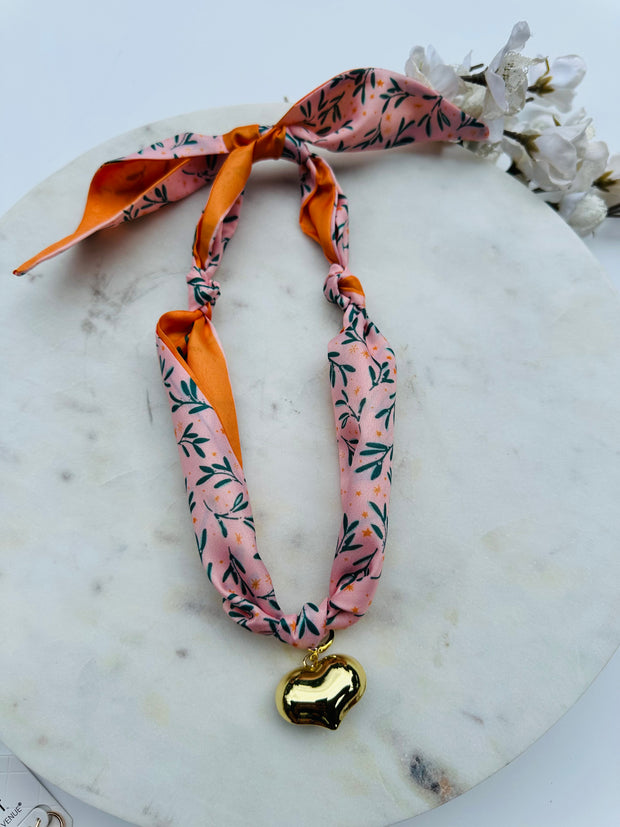 Tangled In Love Scarf Necklace Pink/Orange - Treasure Jewels