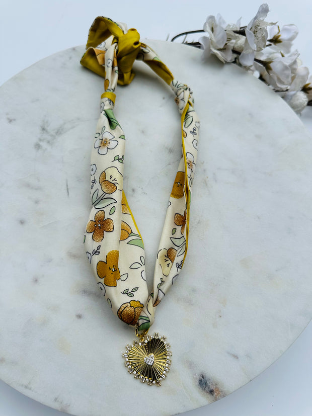 Tangled In Love Scarf Necklace Yellow - Treasure Jewels