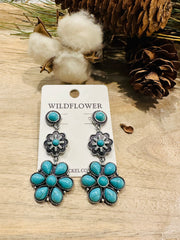 Turquoise Flower Drop Earrings