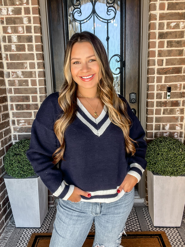 Country Club Navy Knit Sweater