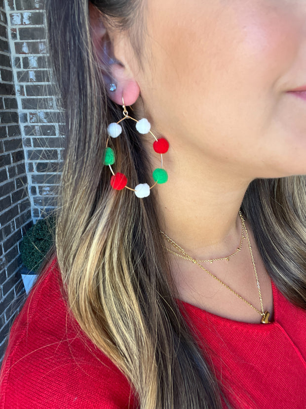 Christmas Pom Earrings