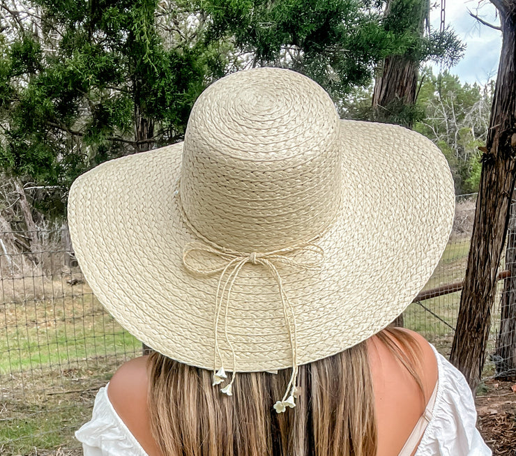 Natural Pearl & Bow Sun Hat