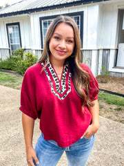 Wine Leopard Top
