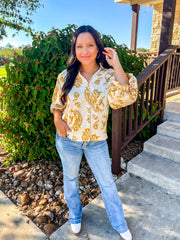 Simply Southern Paisley Top - Mustard