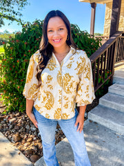 Simply Southern Paisley Top - Mustard