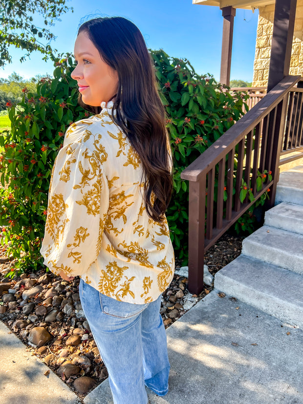 Simply Southern Paisley Top - Mustard