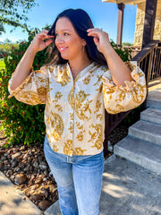 Simply Southern Paisley Top - Mustard