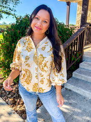 Simply Southern Paisley Top - Mustard