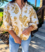 Simply Southern Paisley Top - Mustard