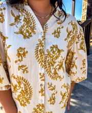 Simply Southern Paisley Top - Mustard