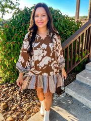 Mixed Prints Sepia Dress