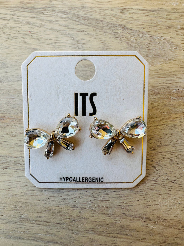 Rhinestone Bow Earrings