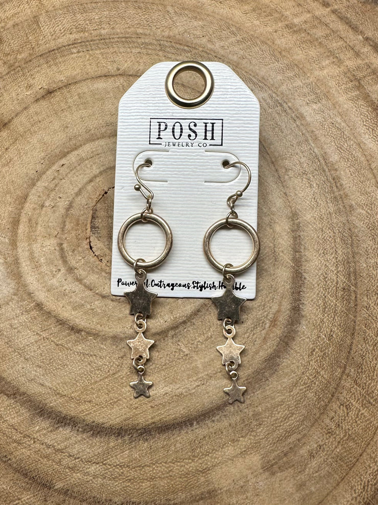 Star Charm Drop Earrings