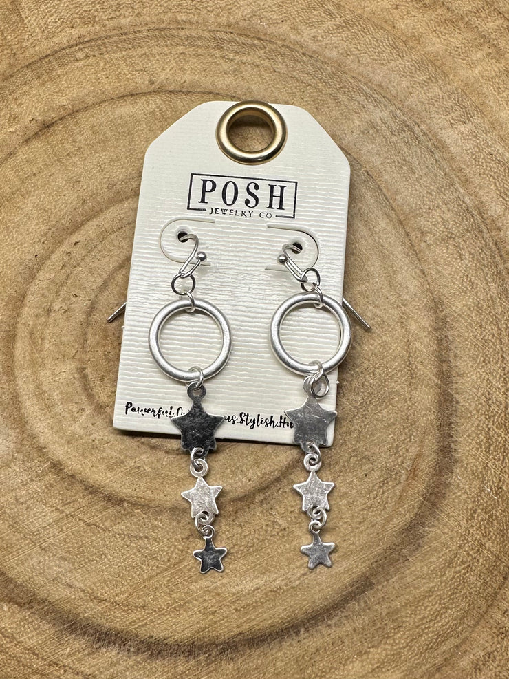 Star Charm Drop Earrings