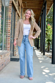 Ruched Khaki Blazer