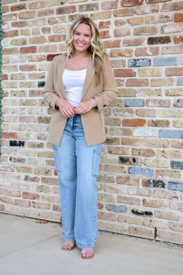 Ruched Khaki Blazer