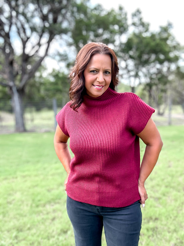 September Weather Sweater Top - Cabernet