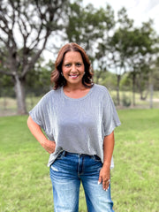 The Everyday Ribbed Striped Top - Navy