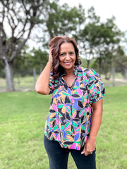 Pops of Color Flower Printed Top