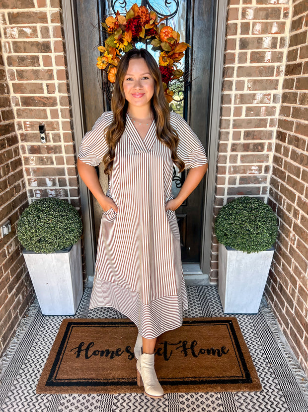 Chestnut Charm Striped Dress