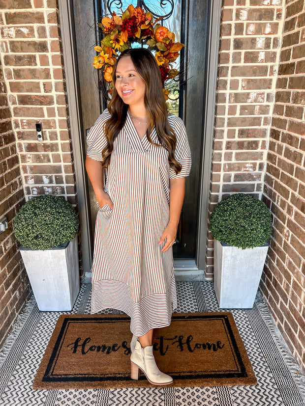 Chestnut Charm Striped Dress