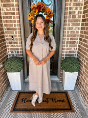Chestnut Charm Striped Dress