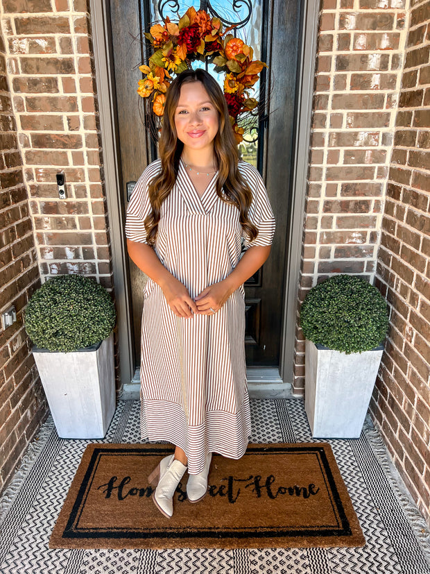 Chestnut Charm Striped Dress