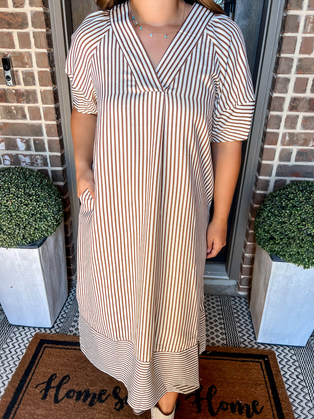 Chestnut Charm Striped Dress