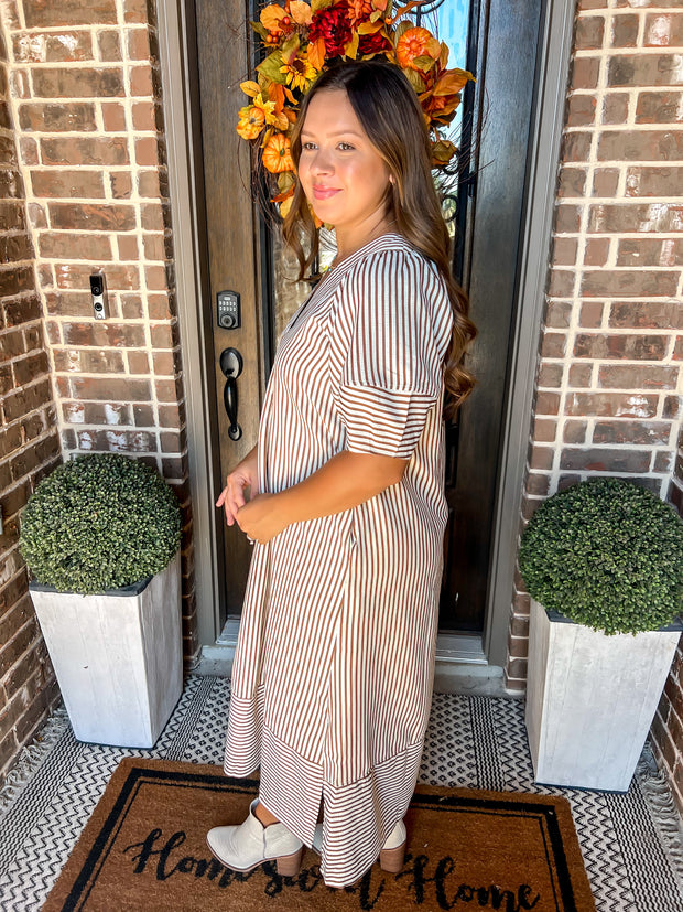 Chestnut Charm Striped Dress