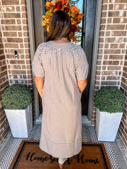 Chestnut Charm Striped Dress